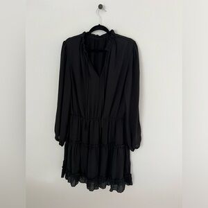 Women’s v-neck long sleeve ruffle mini dress